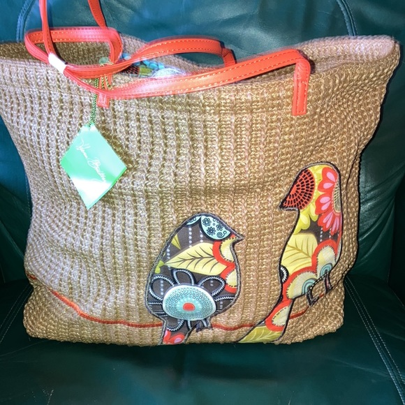 New Vera Bradley large straw tote - Picture 2 of 5